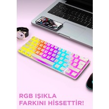 Angelphoto  Tk-04 Beyaz Mekanik Rgb Işıklı Kablolu Q Klavye