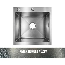 Gl General Sagax 50X50 Inox Petek Dokulu Çift Delikli Mutfak Eviyesi 304 Paslanmaz Çelik 1mm