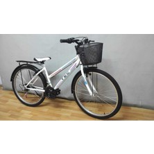 Feyza Design Kadın Şehir Bisikleti 21 Vites Çamurluk ve Bagajli Beyaz Renk