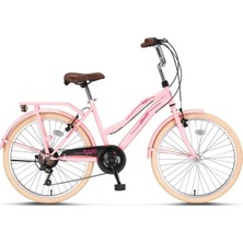 Feyza Design Kadın Şehir Bisikleti 26 Jant 7 Vites Pembe Ümit 2641 Stitch-L