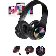 Angelphoto  A Bass Yüksek Ses Kalite Kablosuz Sd Aux Girişli LED Işıklı Bluetooth 5.0 Ayarlanabilir Bt Kulaklık