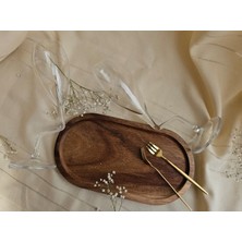 Karma Modern Sunum & Kadeh Seti | Paşabahçe Eğik Ayaklı 2’li Kadeh, Ahşap Sunum Tabağı ve Mini Çatal Seti