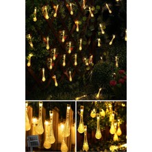 PremiumPort Güneş Enerjili 50 Ledli Su Damlası Bahçe Aydınlatma Sarı Renk