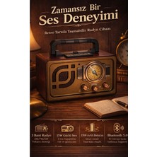FaroxTech Nostaljik Tasarımlı Bluetooth Hoparlör ve 3 Bantlı Şarj Edilebilir Radyo