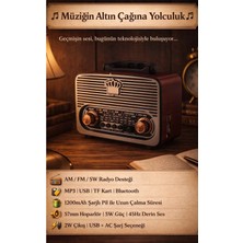 FaroxTech Şarjlı Retro Radyo & Bluetooth Hoparlör - Usb/sd Destekli Taşınabilir Müzik Kutusu