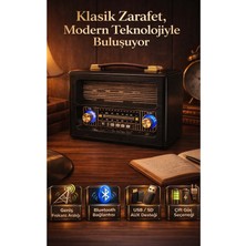 FaroxTech Ahşap Gövdeli Nostaljik Radyo - Bluetoothlu Müzik Çalar ve Güçlü Ses Sistemi