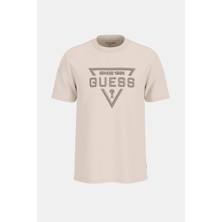 Guess Kısa Kollu Temel Boyalı Üçgen Logolu Erkek Beyaz T-Shirt M6RI09I3Z14-G1H6