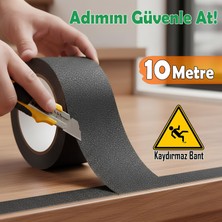 Glaswen Merdiven Zemin Kaydırmaz Bant Yapışkanlı 5 cm x 10 Metre Kaymaz Band Siyah