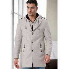 Dewberry Erkek Palto %70 Yün %30 Polyester Orta Kalınlıkta Bej Desenli Uzun Kollu PLT9406