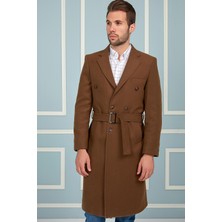 Dewberry Erkek Palto Düz Camel %70 Yün %30 Polyester Orta Kalınlık Uzun Kol PLT8382