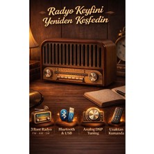 FaroxTech Bluetooth Hoparlör - Fm/am/sw 3 Bant Dsp Radyo, USB ve Tf Kart Girişli Nostaljik Müzik Kutusu