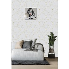 Golden DUVAR KAĞIDI - BORDÜR Altın Damarlı Mermer Desen 5.2m² Dekoratif Nonwoven Duvar Kağıdı