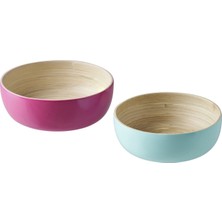 Ikea Akerhallon Bambu Servis Kasesi Pembe-Turkuaz 2 Parça