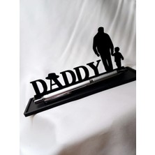 Yapı3D Daddy Masaüstü Kalemlik | Babaya Özel Dekoratif Ofis Aksesuarı | Baba & Çocuk Siluet Tasarımlı | Siyah | Farklı Renk Seçenekli