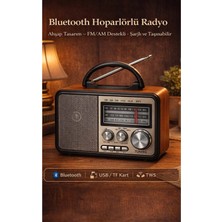 FaroxTech Retro Stil Taşınabilir Şarjlı Radyo & Bluetooth Hoparlör - Klasik Görünüm Modern Teknoloji