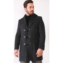 Dewberry Erkek Palto Düz Antrasit %70 Yün %30 Polyester Orta Kalınlık Özellikli XL Beden PLT8373