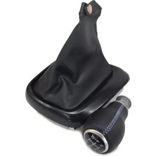 AutoAll Fiat Egea Deri Vites Topuzu & Vites Körüğü (Mavi Dikişli)