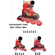 Top Rock Store Işıklı Çocuk Pateni Ayarlanılabilir Alıştırma Tekerli Frenli Silikon Tekerli Metal Gövdeli Paten 30-33