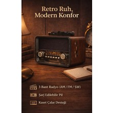 FaroxTech 3 Bantlı (Fm/am/sw) Analog Radyo ve Kablosuz Bluetooth Hoparlör – Mp3 Çalar Fonksiyonlu