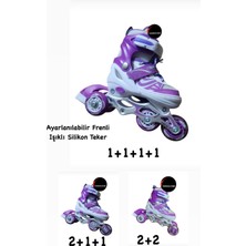 Top Rock Store Işıklı Çocuk Pateni Ayarlanılabilir Alıştırma Tekerli Frenli Silikon Tekerli Metal Gövdeli Paten 38-41