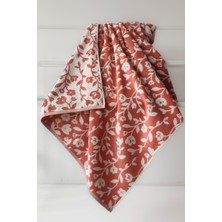 Sevim Çiçek Desenli Ipliği Boyalı Kiremit Banyo Havlusu - Yüksek Su Emici & Yumuşak - 90X150 CM-%100 Pamuk