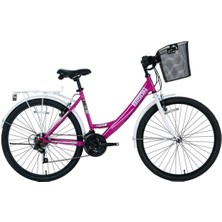 Feyza Design Kadın Şehir Bisikleti 44CM V 26 Jant 21 Vites Mor Beyaz