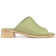 Ziya, Kadın Hakiki Deri Topuklu Terlik 1611020Z6189 Yeşil