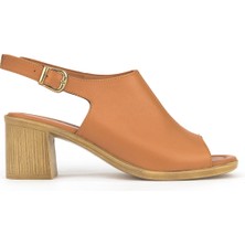 Ziya, Kadın Hakiki Deri Topuklu Sandalet 1611020Z2212 Taba