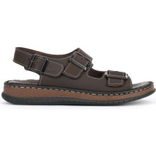 Ziya, Erkek Hakiki Deri Sandalet 1611045ZS3 Kahve