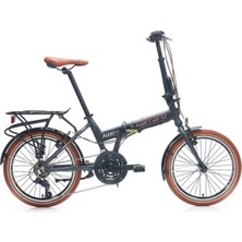 Feyza Design Katlanabilir 20 Jant Bisiklet, 21 Vites, Antrasit Gri ve Bakır Detaylar