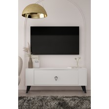Demonte Decor 1376DD Retro-1 Tv Sehpası Beyaz-Siyah