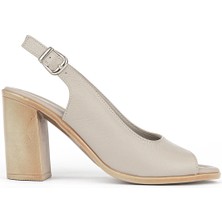 Ziya, Kadın Hakiki Deri Topuklu Sandalet 1611020Z1716 Silver