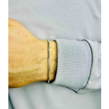Generic Şık Tasarım 925 Ayar Gümüş Erkek Bileklik -  20cm - Kıvrımlı Model