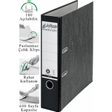 ArtMaster Büro Klasörü Siyah Geniş 1 Adet Plastik Geniş Siyah Klasör Halkalı Paslanmaz Çelik Klipsli Ofis Büro