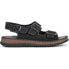 Ziya, Erkek Hakiki Deri Sandalet 1611045ZS3 Siyah