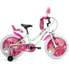 Feyza Design Kız Çocuk Bisikleti 30CM V 20 Jant Mint Yeşil Pembe, Eğlenceli ve Renkli