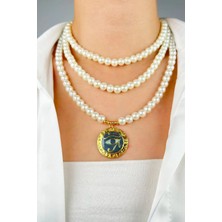 Sose Moda Ra' Nın Gözü Incili Kolye - Gold