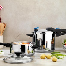 Schafer Gusto 2’li Düdüklü Tencere Seti 5 + 7 L (4 Parça) – Inox