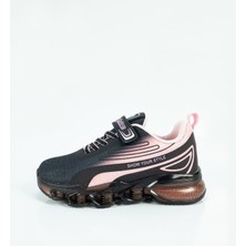 Lafonten Çocuk Kız Gri Pembe Ortopedik Cırtlı Spor Ayakkabı