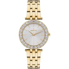 Essence Kadın Kol Saati 35 mm Taşlı Kasa Beyaz Kadran Altın Kordon 5 Atm