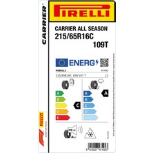 Pirelli 215/65R16 C 109T Carrıer All Season C-A-70 4 Mevsim Hafif Ticari Lastiği (Üretim Yılı: 2025)