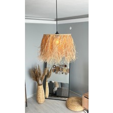 PremiumPort El Yapımı Hasır Saçaklı Rafya Avize, Bohem Salon ve Balkon Aydınlatması