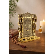 Home Dekor Hediye Taş Işlemeli Gold Renkli Allah & Muhammed (S.a.v) Kâbe Kapısı Figürlü Taşlı Masa Üstü Biblo 25 cm