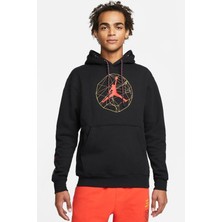 Nike Jordan Essentials Mountainside Graphic Pullover Hoodie Mens Baskılı Kapüşonlu Erkek Sweatshirt Siyah