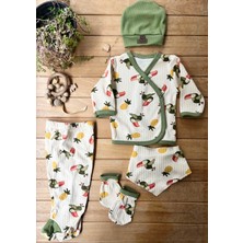 Concon Baby Organik Renkli Papağanlı Unisex 5'li Yenidoğan Bebek Hastane Çıkışı