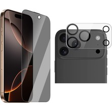 Vendas iPhone 17 Pro Max Uyumlu New 5d Privacy Hayalet Cam Ekran Koruyucu + Integrated Kamera Lens Koruyucu