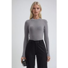 Lijuri Bisiklet Yaka Crop Triko Kazak 1405