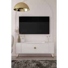 Demonte Decor 1377DD Retro-1 Tv Sehpası Beyaz-Altın
