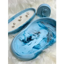 Lethe Studio Design 3'lü Dekoratif Soya Wax Set Van Gogh Serisi Kayık Mavi Mermer Desen Tasarım Mum