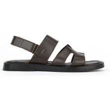 Ziya, Erkek Hakiki Deri Sandalet 1611045ZM113 Kahve